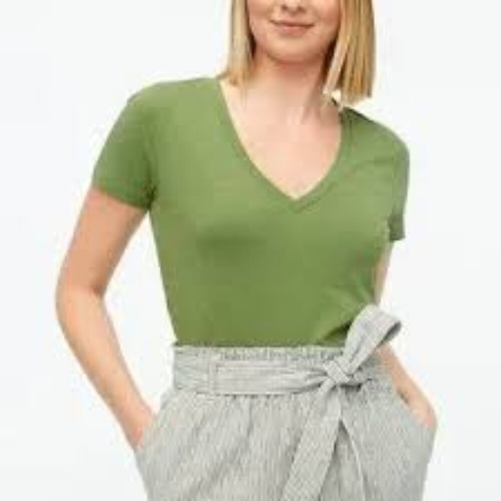 J. Crew Factory Vintage Slub Cotton V-Neck Tee in Moss - Picture 10 of 11